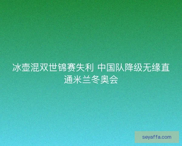 冰壶混双世锦赛失利 中国队降级无缘直通米兰冬奥会